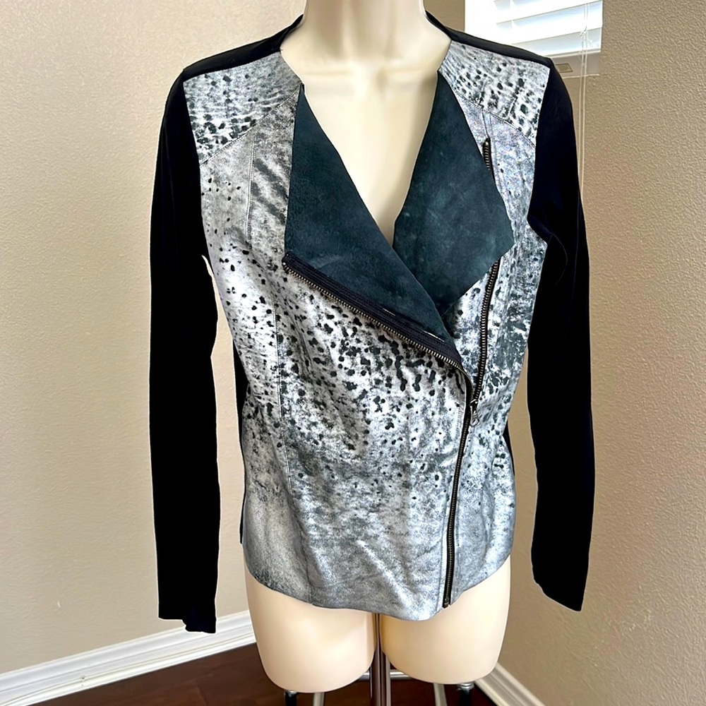 Michael Stars metallic biker leather jacket
